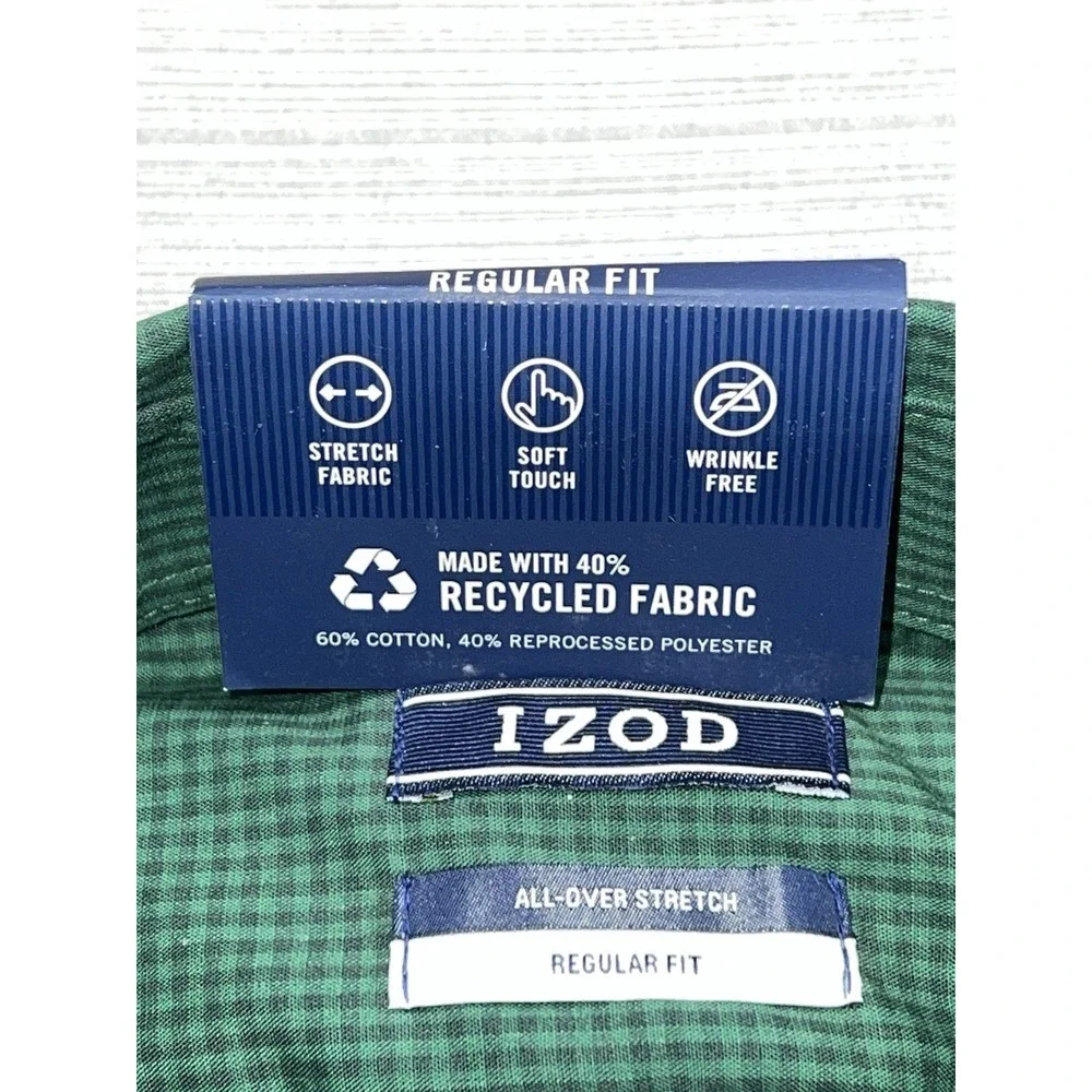 Izod All-over Stretch LS Regular Fit Shirt Men's Size‎ (14-14.5 32/33 Small) NWT - Picture 8 of 14